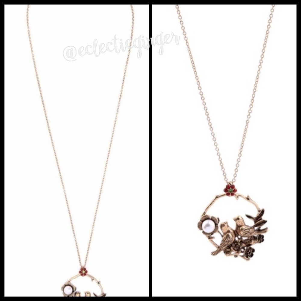 Bronze love birds with pearl 30” necklace - Picture 5 of 5